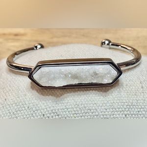 Kinsley Armelle -Bangle Collection-Quartz Bracelet in Silver and White